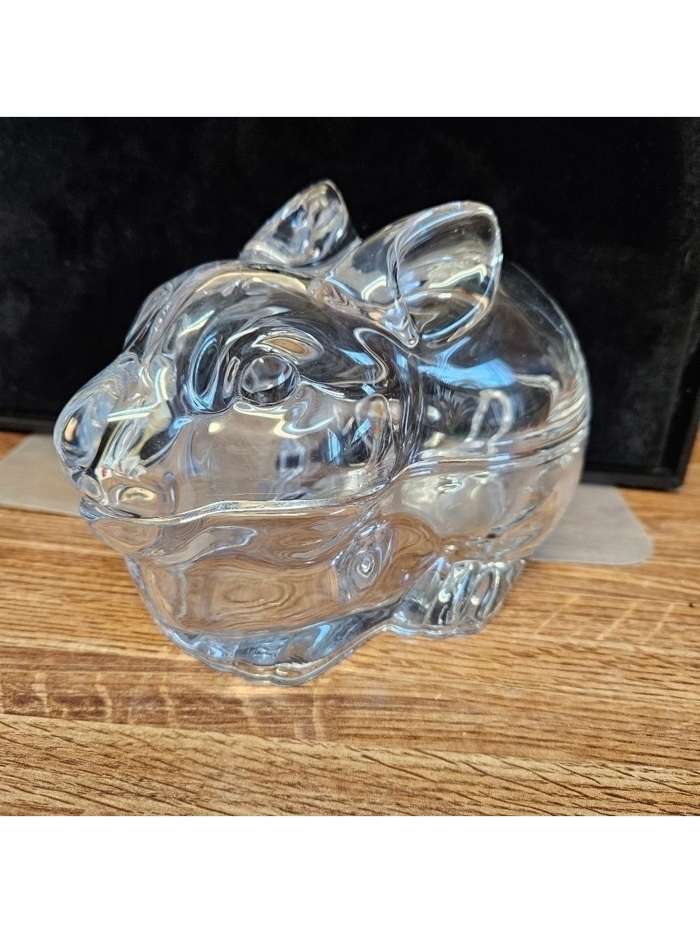 Large Heavy Glass Rabbit Candy/Trinket Dish with Lid